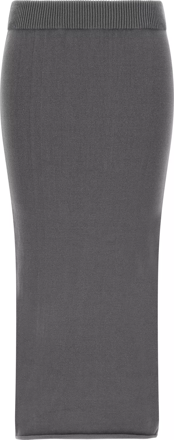 Gray Cotton Midi Skirt