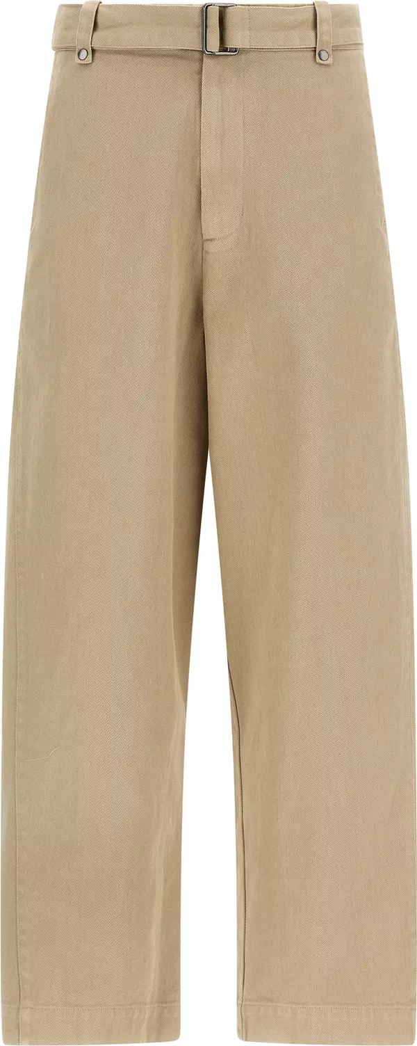 Beige Cotton Casual Pants