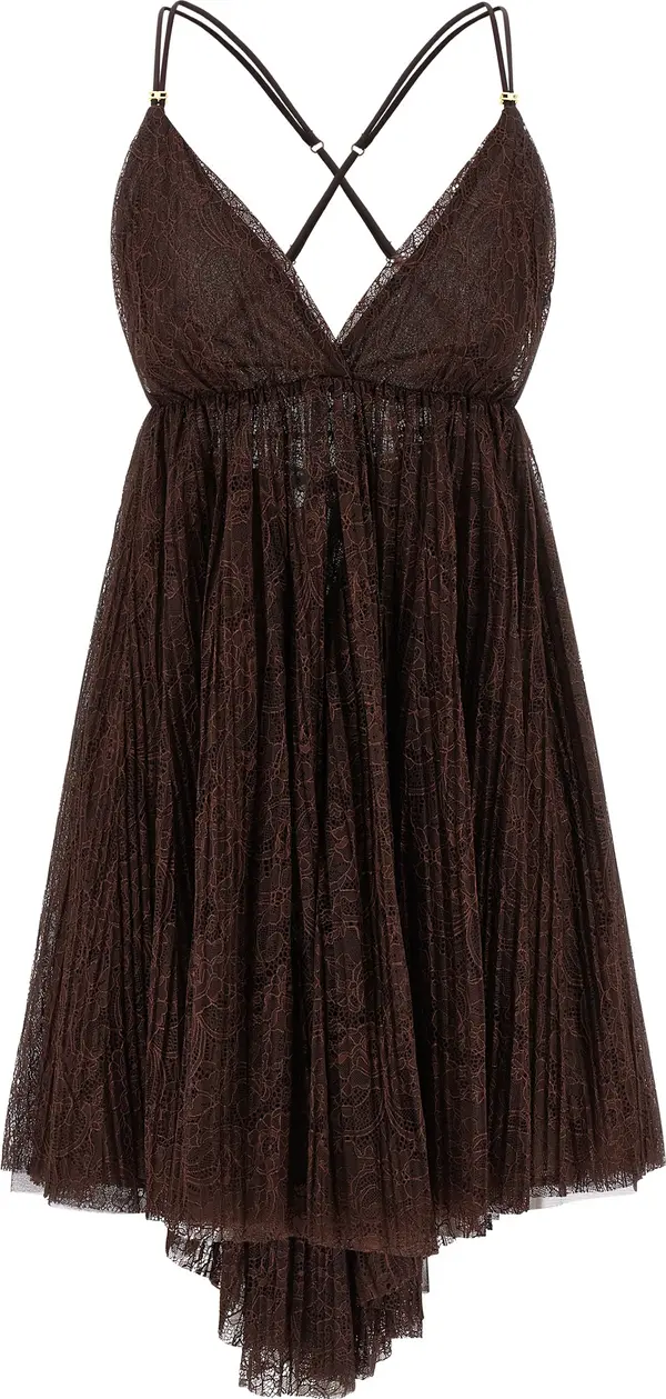 Brown Polyamide Short Dress