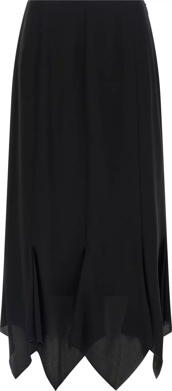Black Silk Midi Skirt