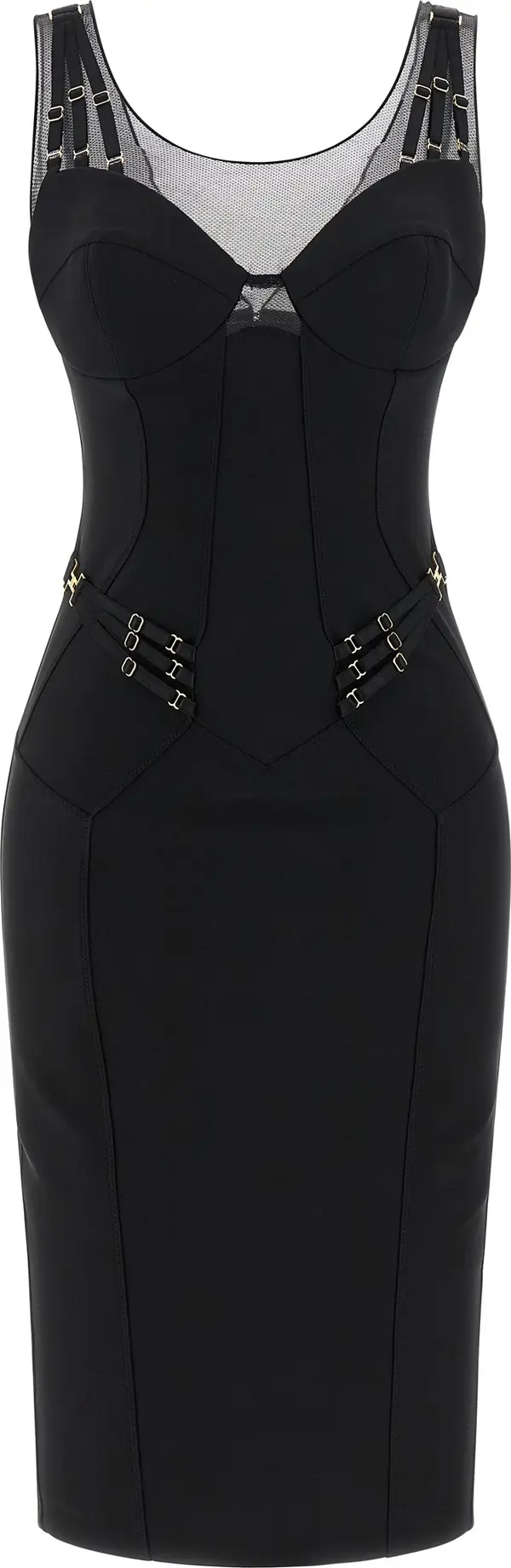 Black Polyamide Midi Dress