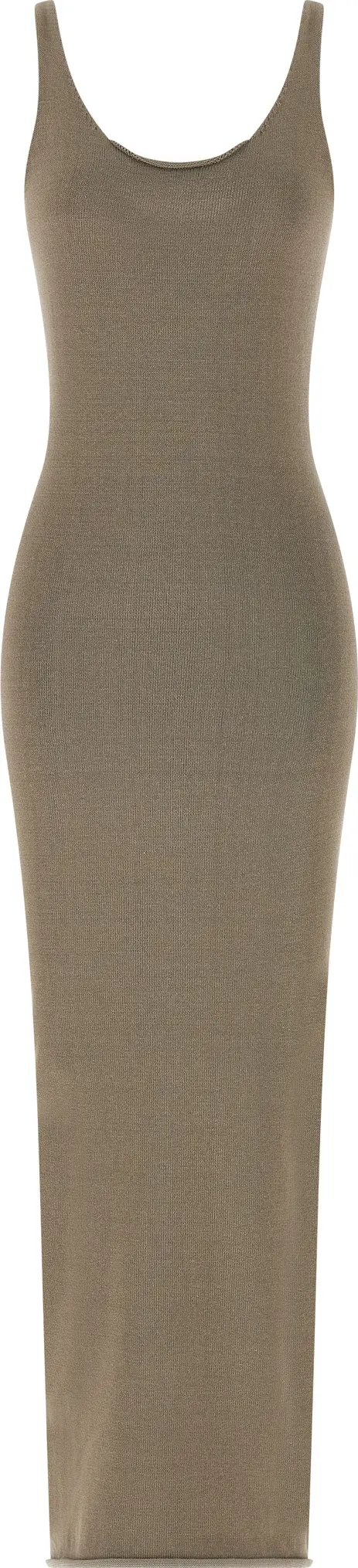 Beige Cotton Midi Dress