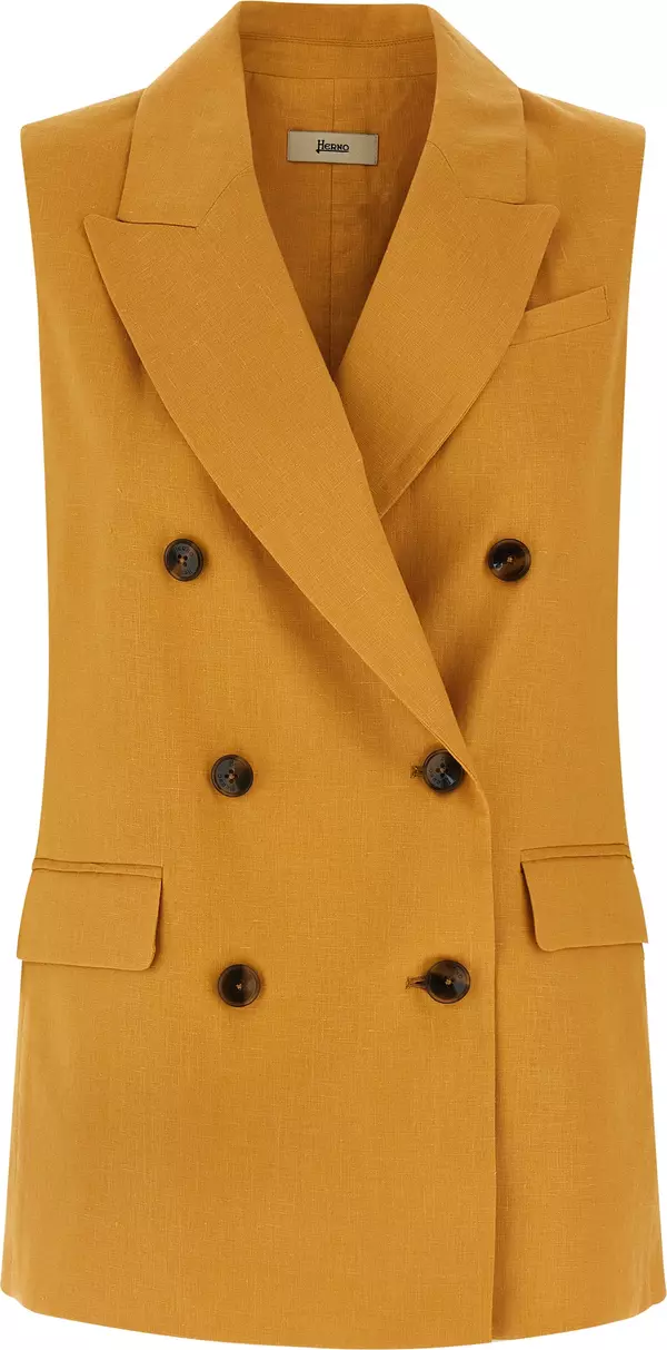 Bicolor Linen Sleeveless Jacket