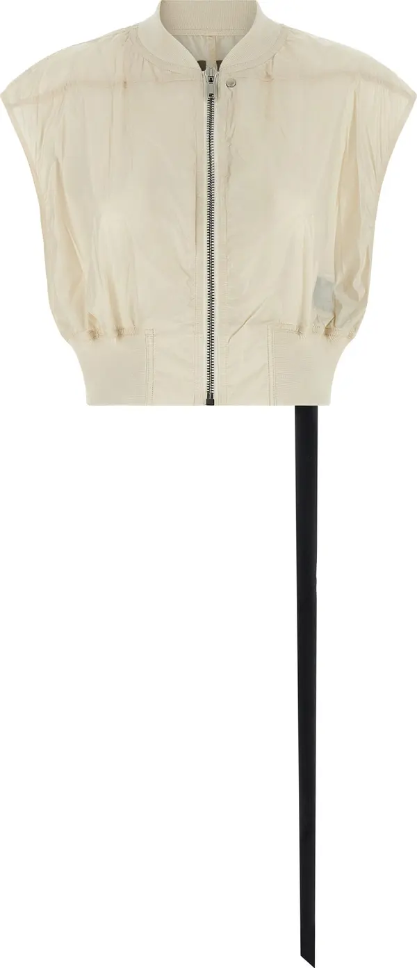 Beige Nylon Sleeveless Jacket