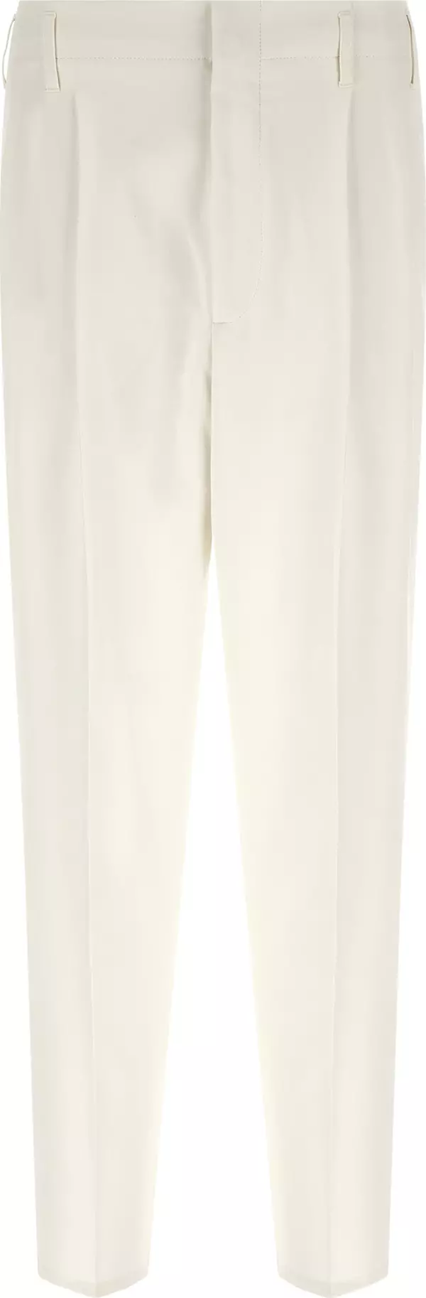 White Cotton Casual Pants