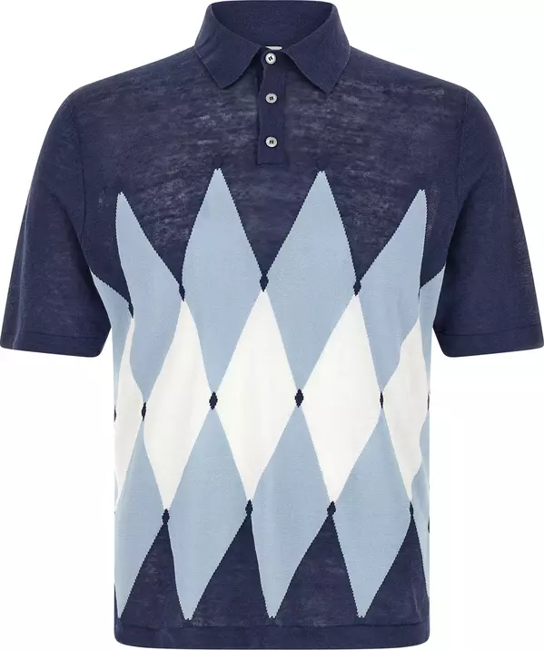 Blue Linen Polo Shirt