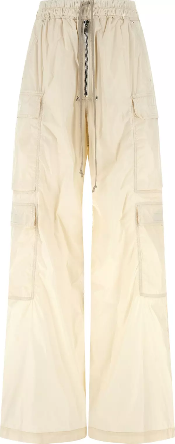 Beige Nylon Cargo Pants