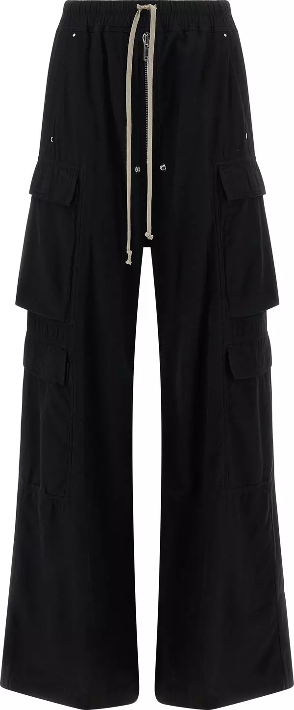 Black Cotton Cargo Pants