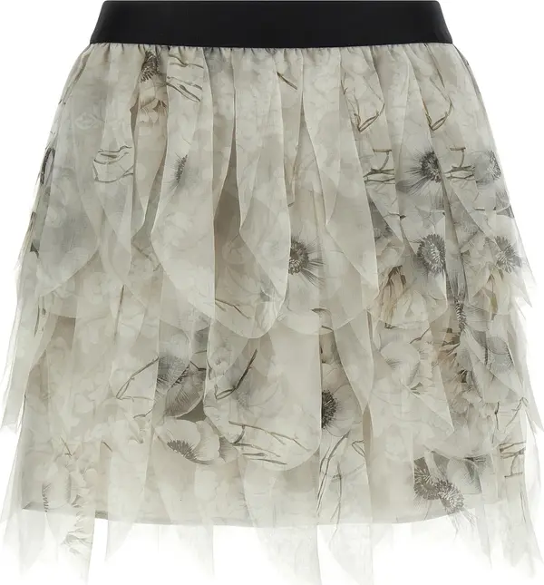 Gray Silk Long Skirt