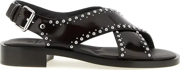 Brown Calfskin Flat Sandals