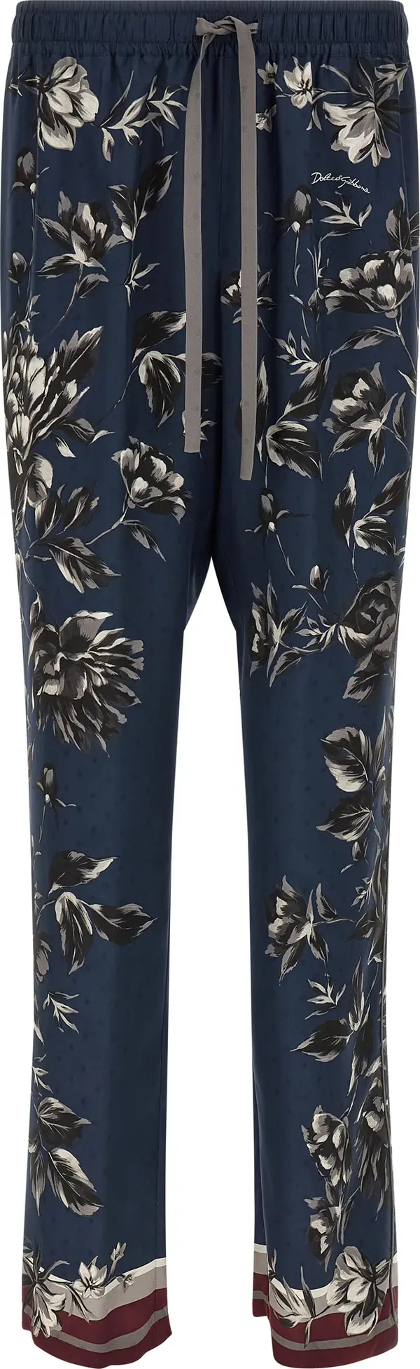 Blue Silk Casual Pants