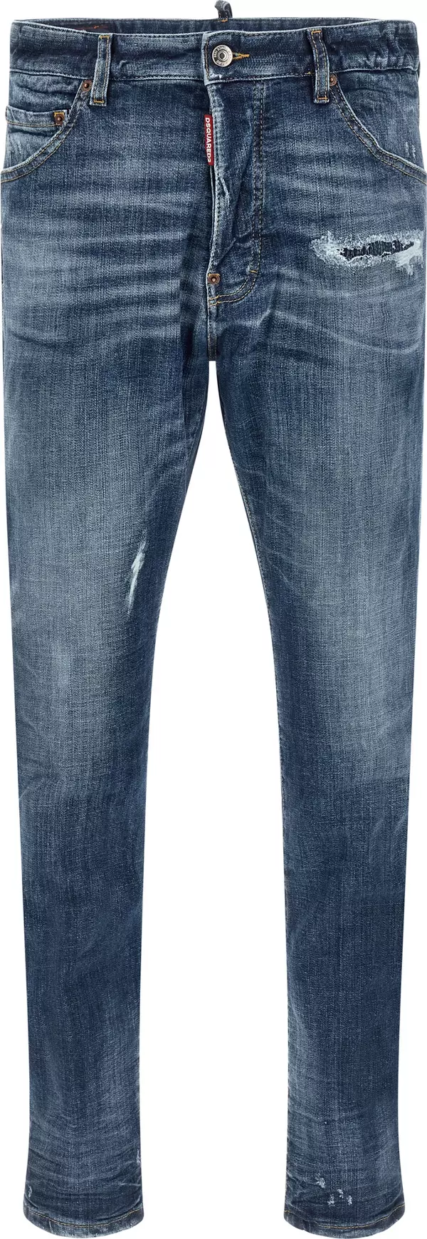Blue Cotton Slim Fit Jeans