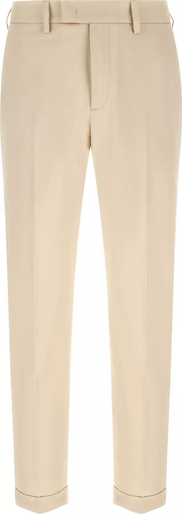 Beige Cotton Chino Pants