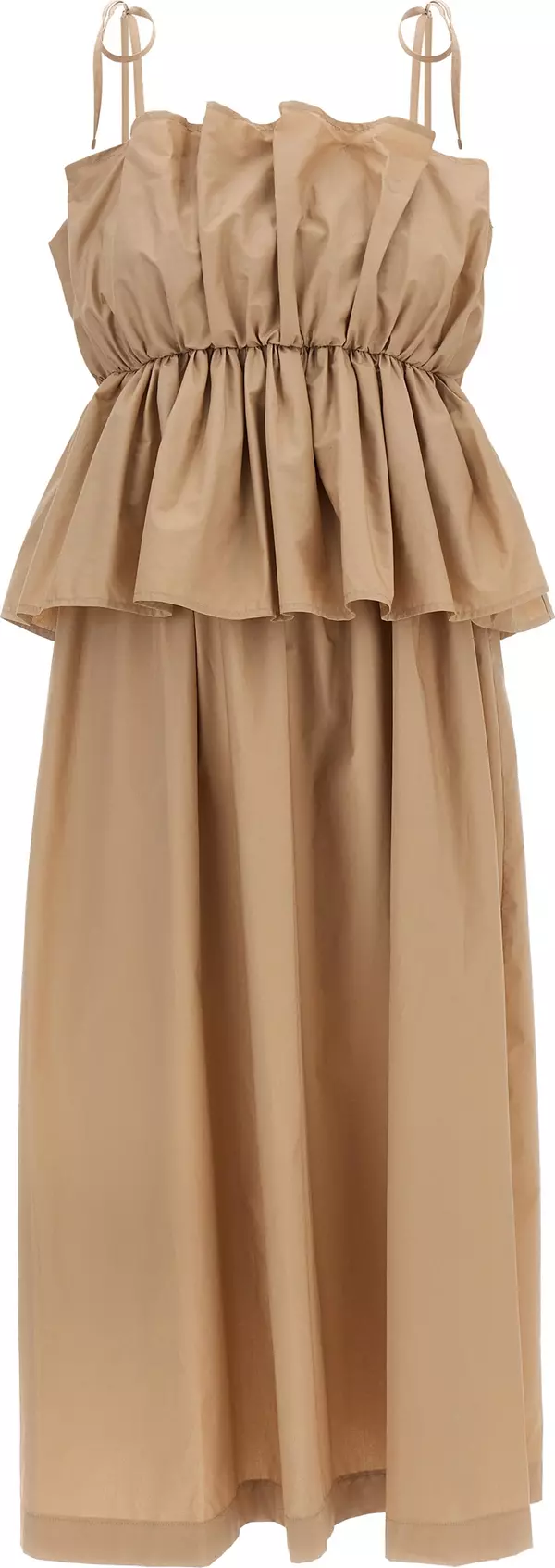 Beige Cotton Long Dress