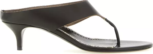 Brown Leather Stiletto Heel Sandals