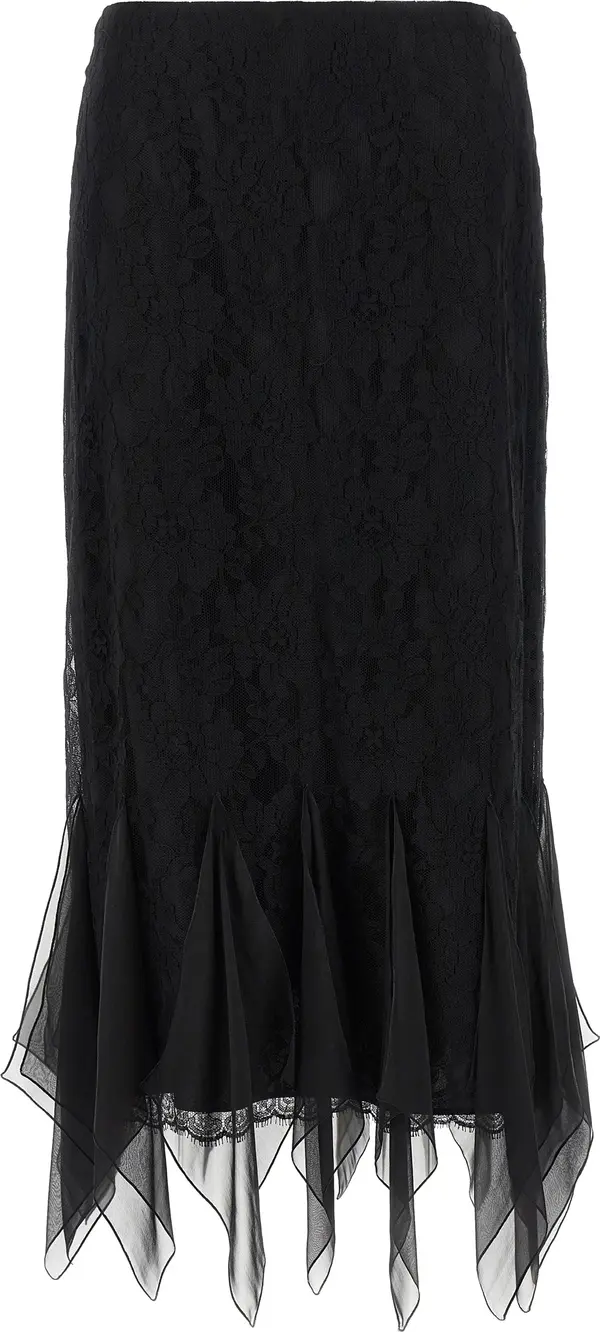 Black Cotton Midi Skirt