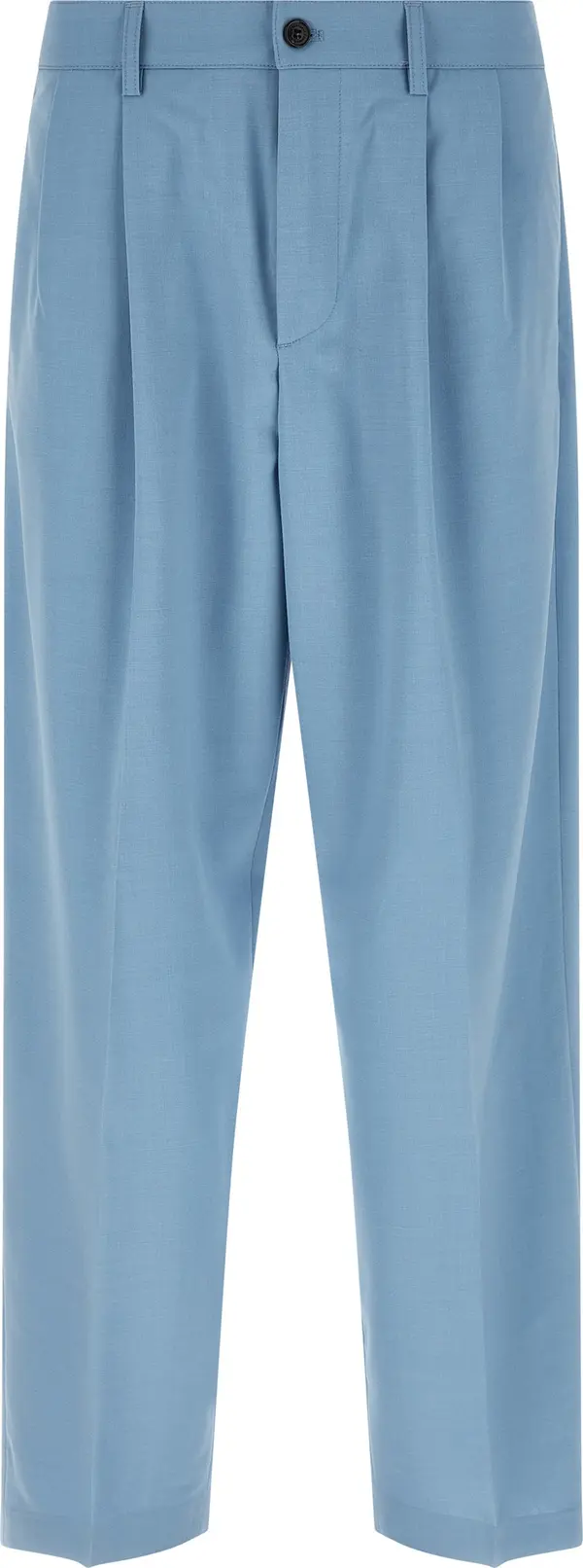 Blue Polyester Chino Pants