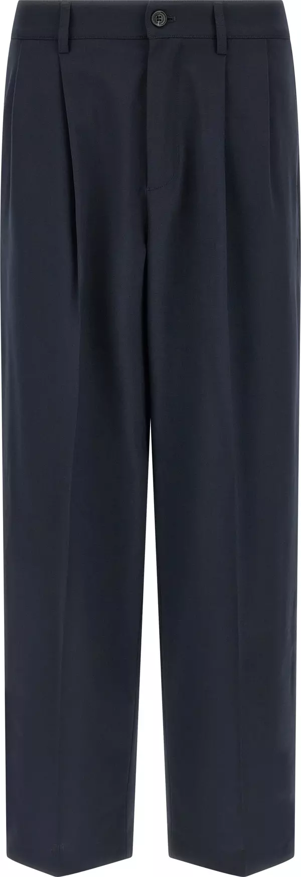 Blue Polyester Chino Pants