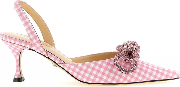 Multicolor Cotton-Like Mid Heel Pumps