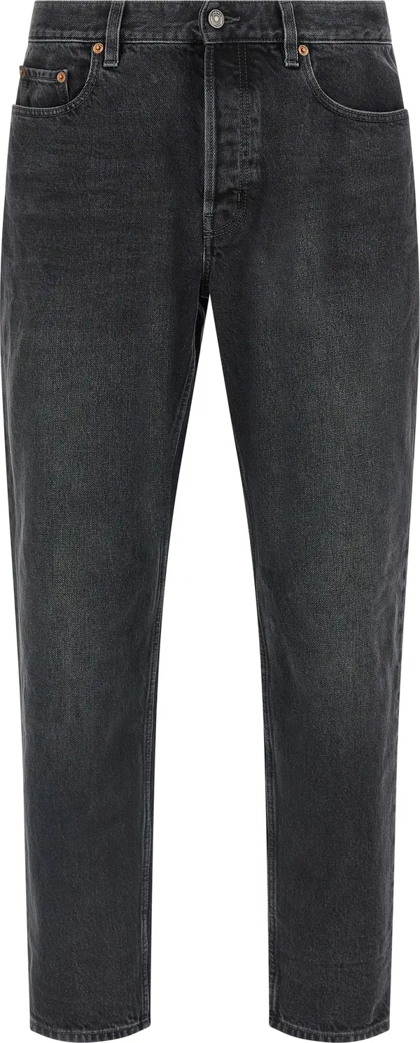 Black Cotton Straight-Leg Jeans