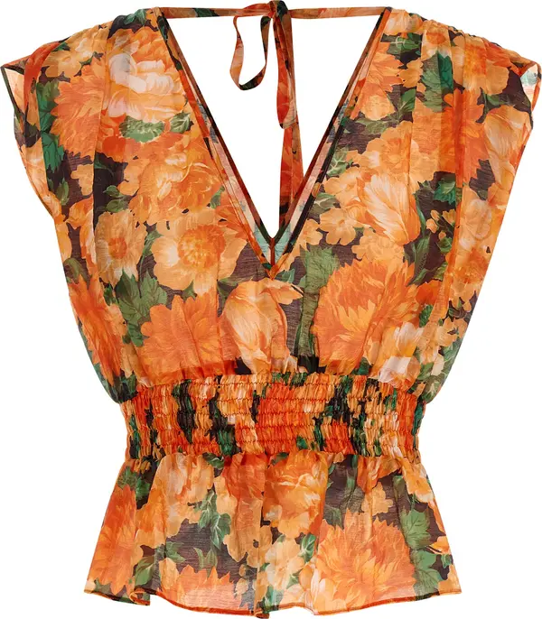 Orange Lyocell Pattern Shirt