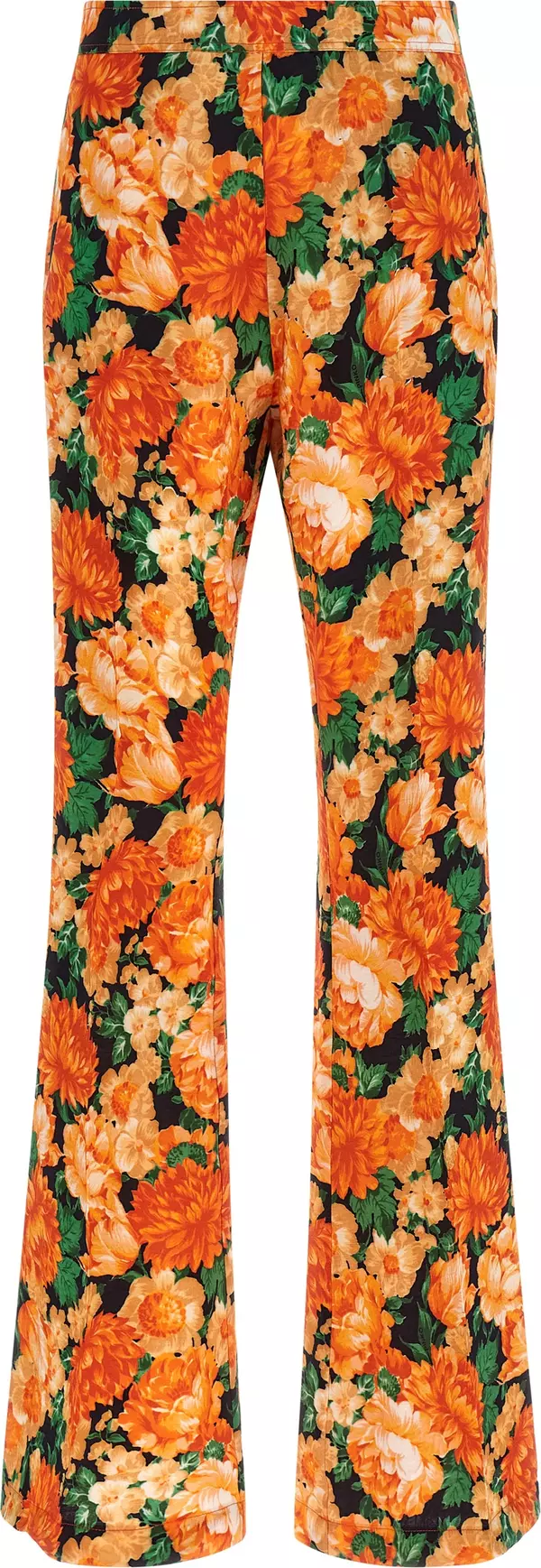 Orange Viscose Flared Pants