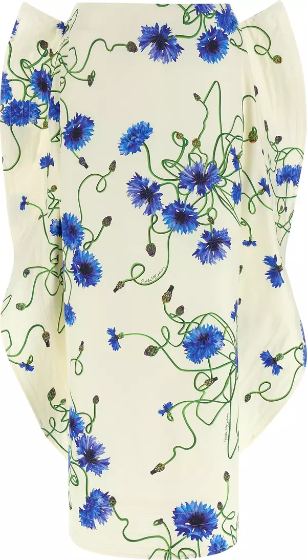 Blue Cotton Mini Skirt