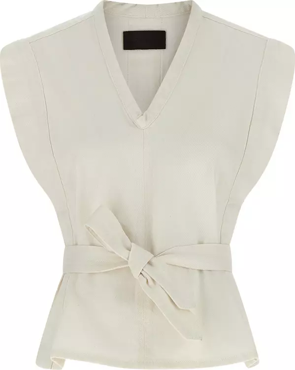 White Cotton Sleeveless Jacket