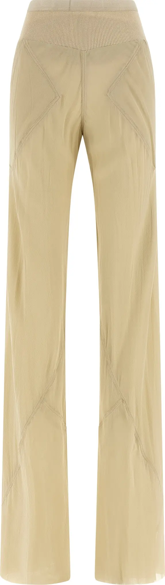 Beige Silk Flared Pants