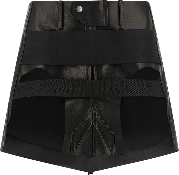 Black Calfskin Long Skirt