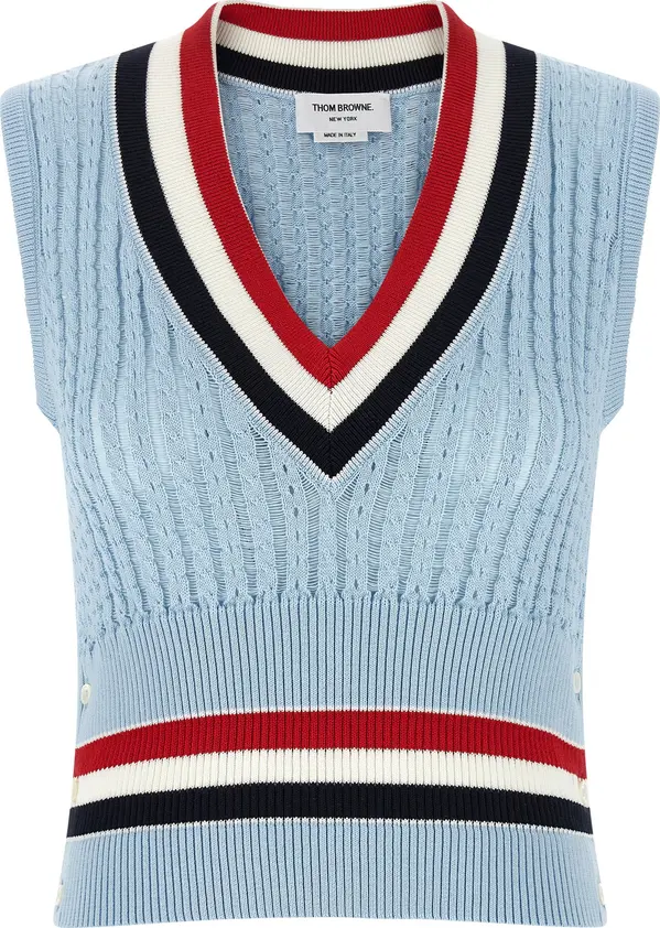 Blue Cotton Sleeveless Jacket