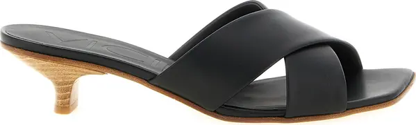 Black Calfskin Mid Heel Pumps