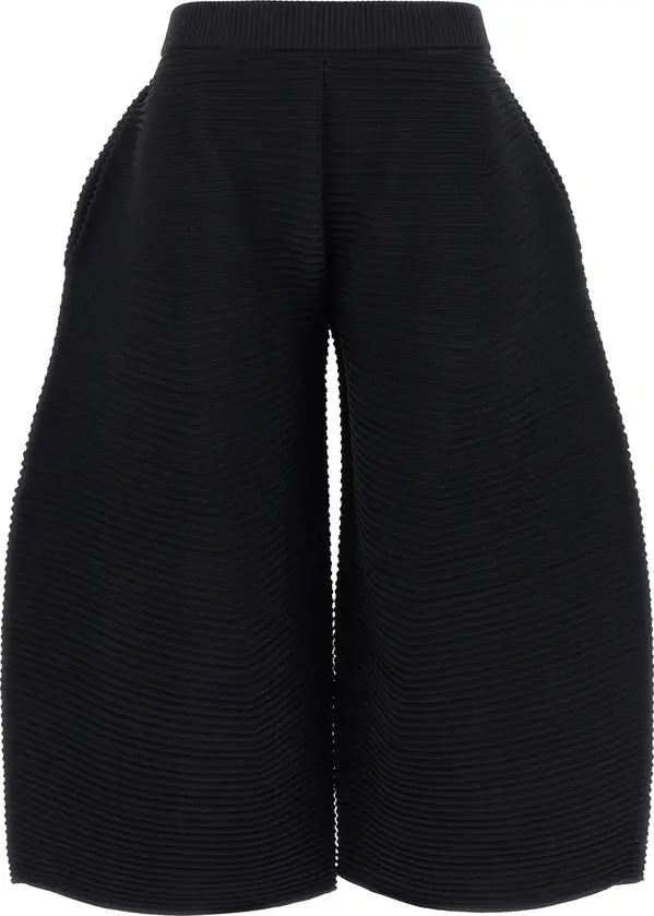 Black Polyester Cropped Pants