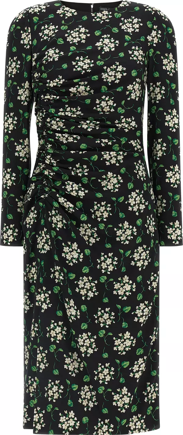 Black Synthetic Midi Dress