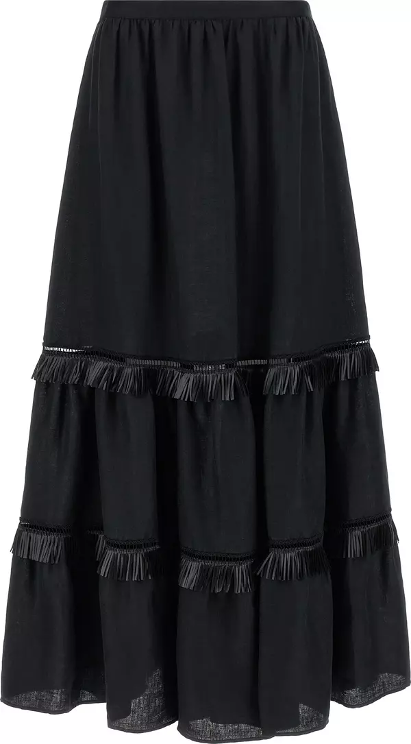 Black Linen Mini Skirt