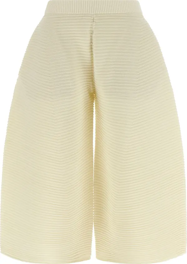 White Polyester Cropped Pants
