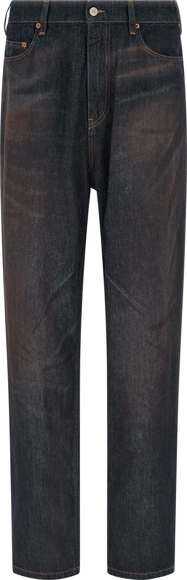 Blue Cotton Straight-Leg Jeans