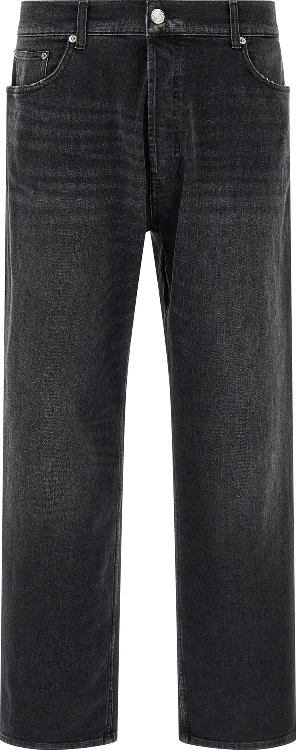 Black Cotton Cropped Jeans