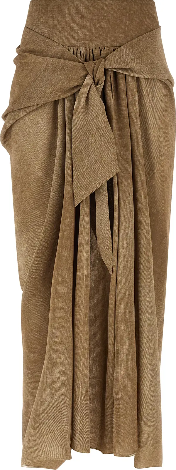 Beige Polyester Mini Skirt