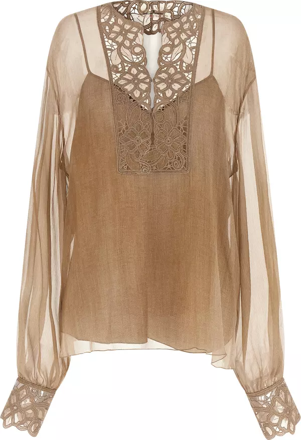 Beige Silk Blouse
