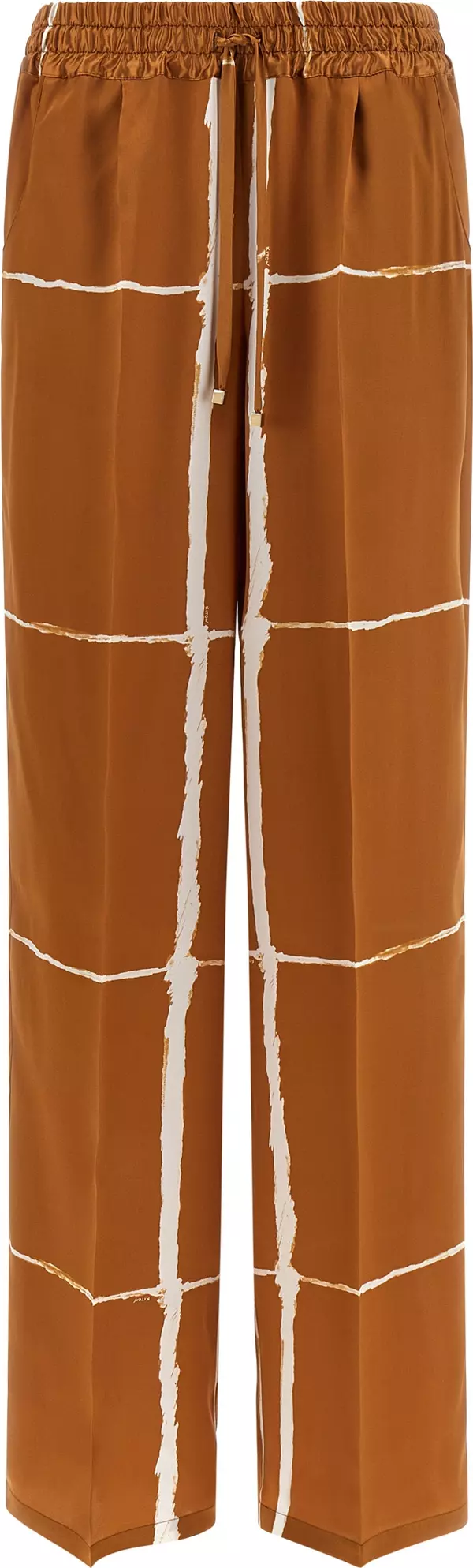 Brown Silk Casual Pants