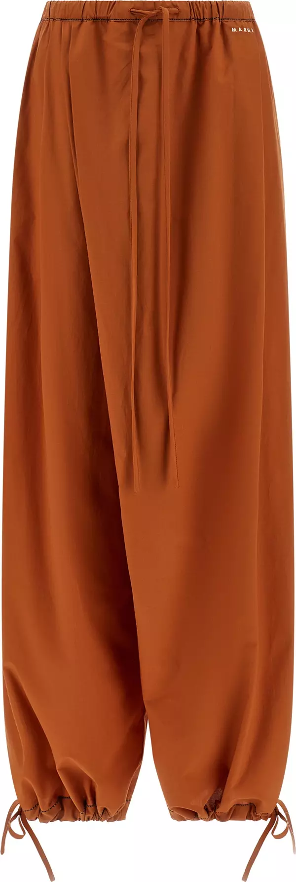 Orange Cotton Casual Pants