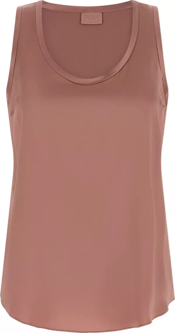 Multicolor Silk Sleeveles T-Shirt