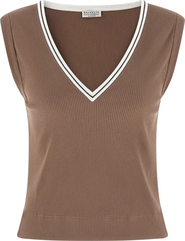 Brown Cotton Tank Tops