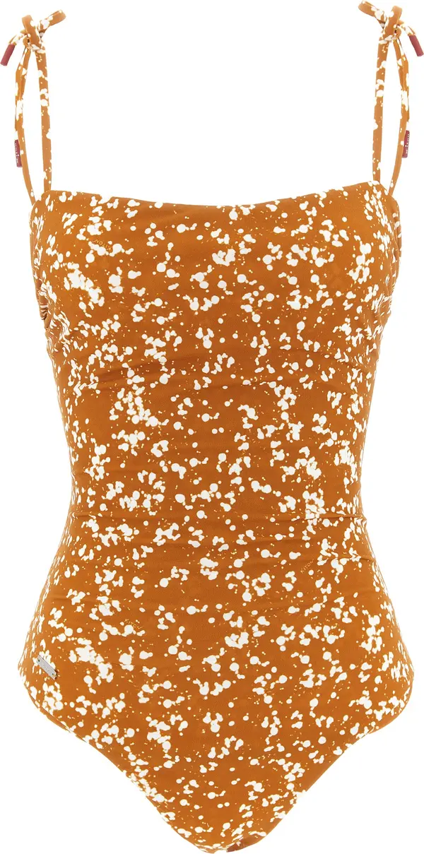 Brown Polyamide One-Piece Swimsuit