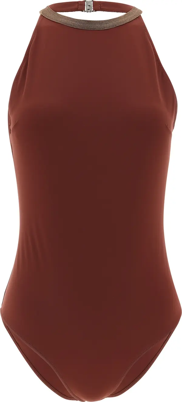Bordeaux Polyamide One-Piece Swimsuit