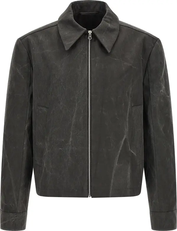 Gray Cotton Full-Length Jacket