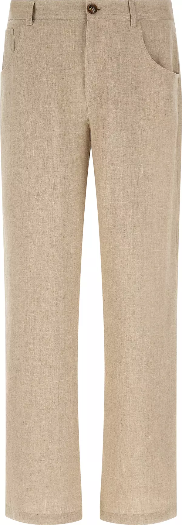 Beige Linen Casual Pants