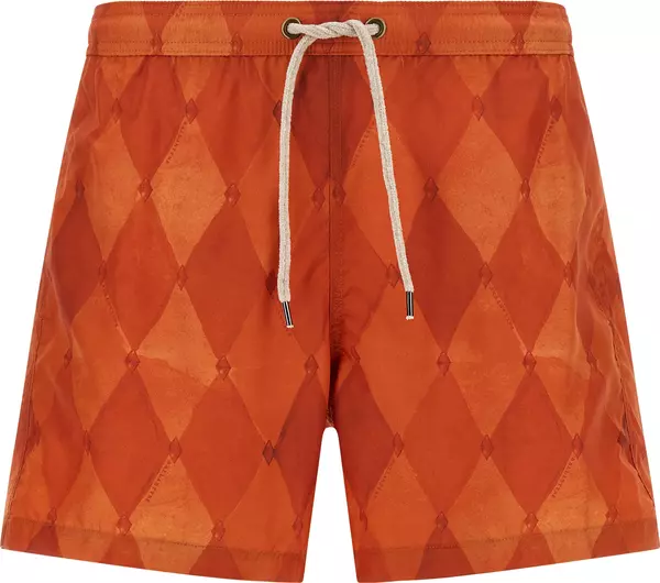 Orange Polyester Swim Shorts