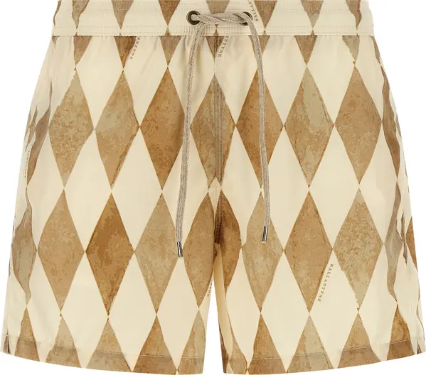 Beige Polyester Swim Shorts
